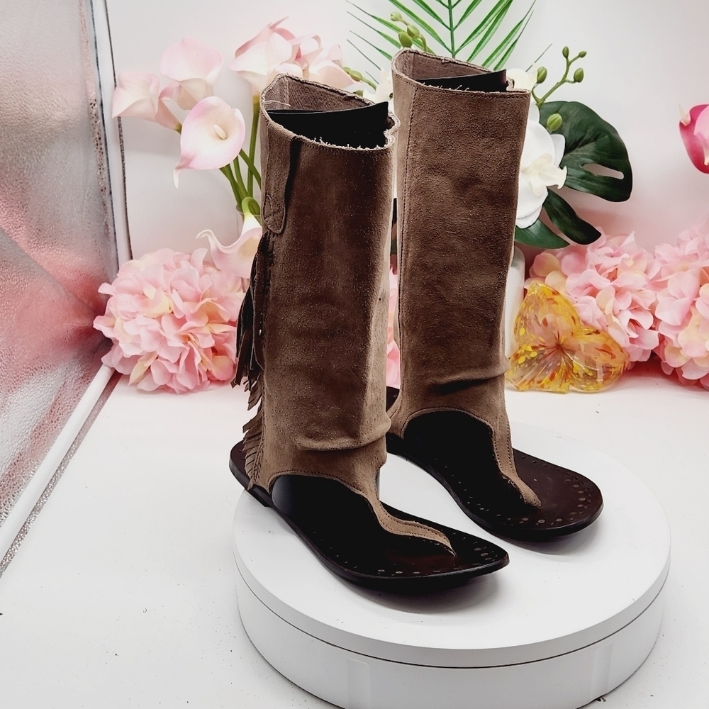 Musse And Cloud By Anthropologie Brown Suede Western Boot Sandal Sz 8 - Picture 13 of 16